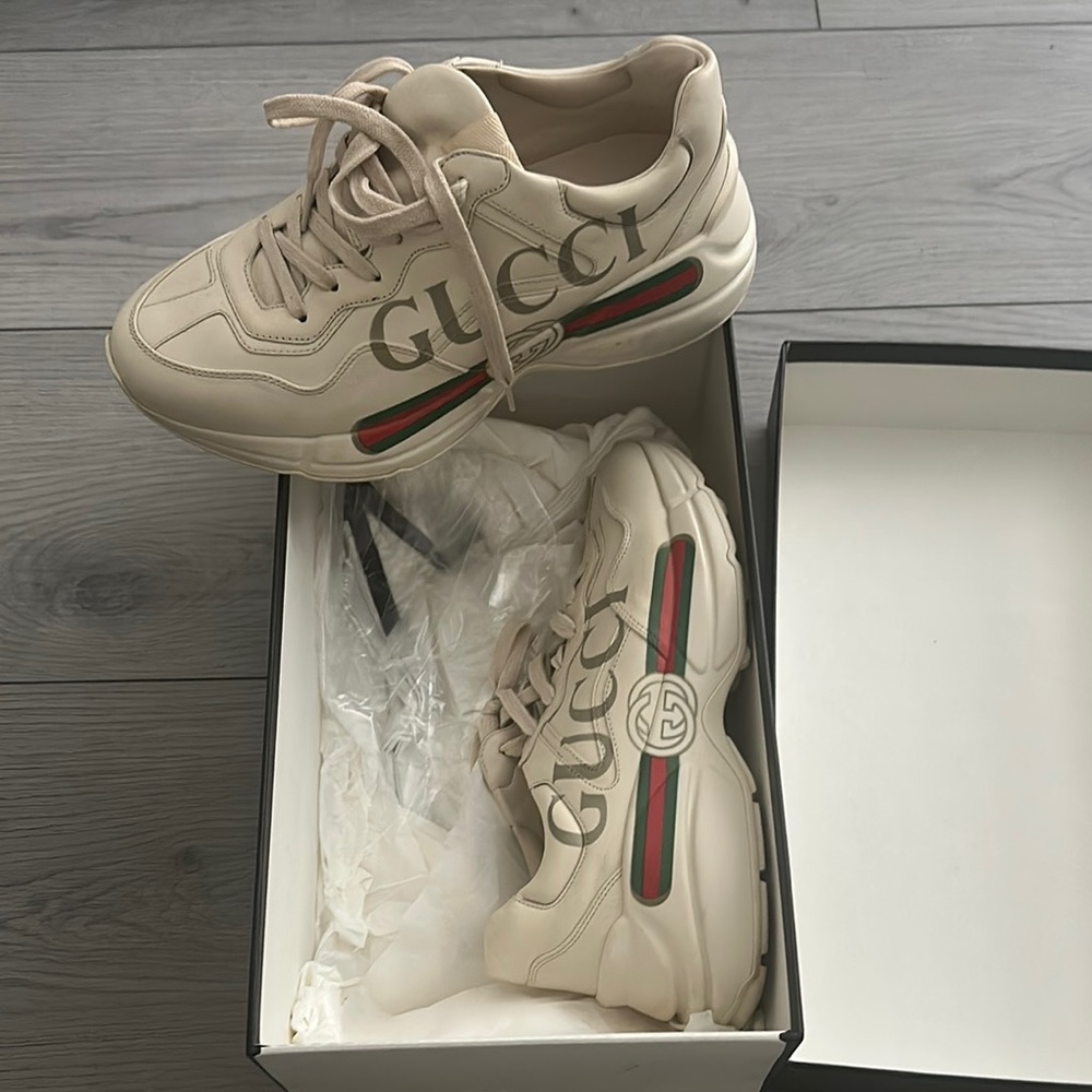 Gucci Cream Sneakers with Logo